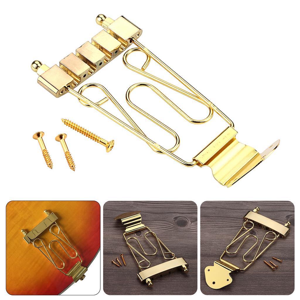 Set of Metal 4 Strings Jazzes Archtop Bass Trapeze Tailpiece with Wire Frame Hollow Out for 4 Strings Electric Bass