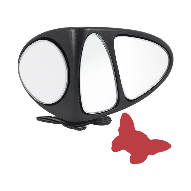 3 In 1 360 Degree Rotation Three Sided Blind Spot Mirror Reversing Parking Auxiliary Blind Spot Convex Mirror black left