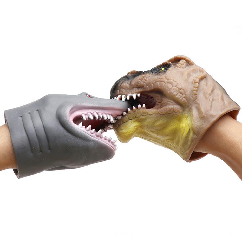 Handpuppen Spielzeug Realistisch Latex Simulation Tier Dinosaurier Hai Kinder Halloween Cosplay Spielzeug Requisiten Geschichtenerzählen