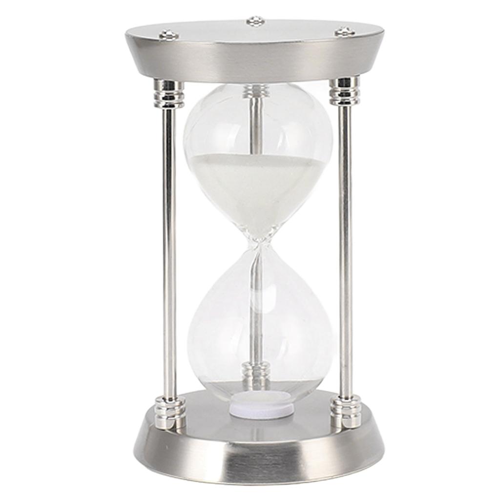 Metal Hourglass Sand Timer Decorative Vintage High Glossy Sand Replaceable Sandglass Clock Silver S