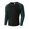 Men'S Fashionable Lapel Color Blocking Shirt Casual Long Sleeve Top