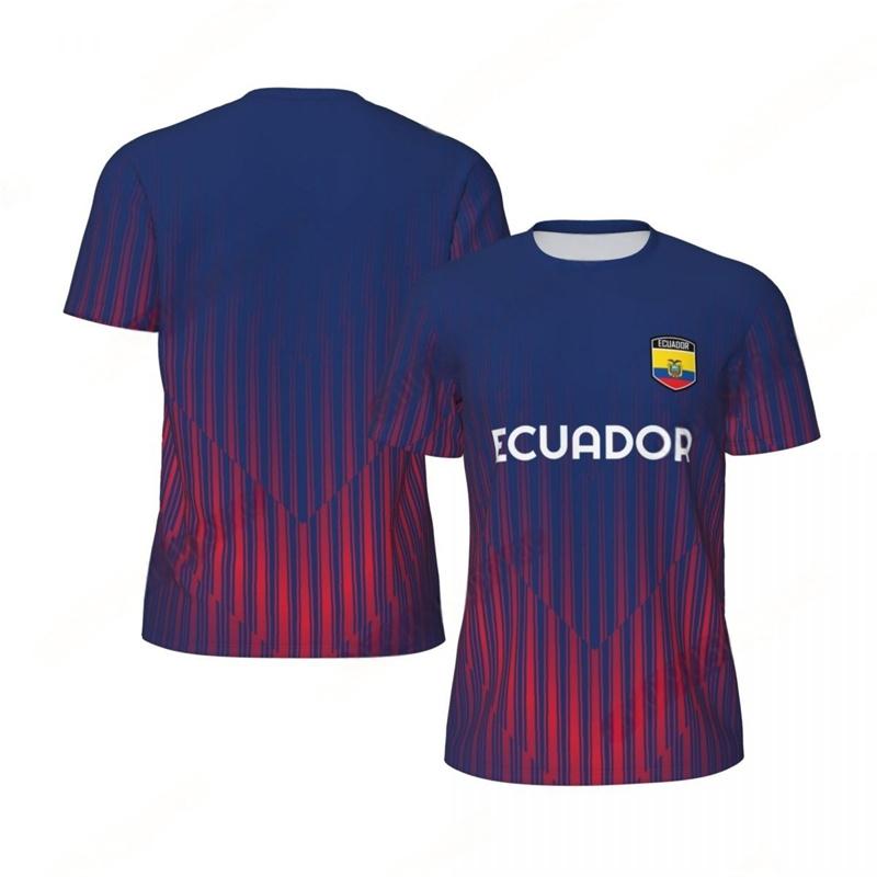 Ecuador Muster Fußball T-Shirt Herren Sommer Locker Fußball Laufen Kurzarm Oberteile T-Shirt Mode Sport Fußballtrikot T-Shirts