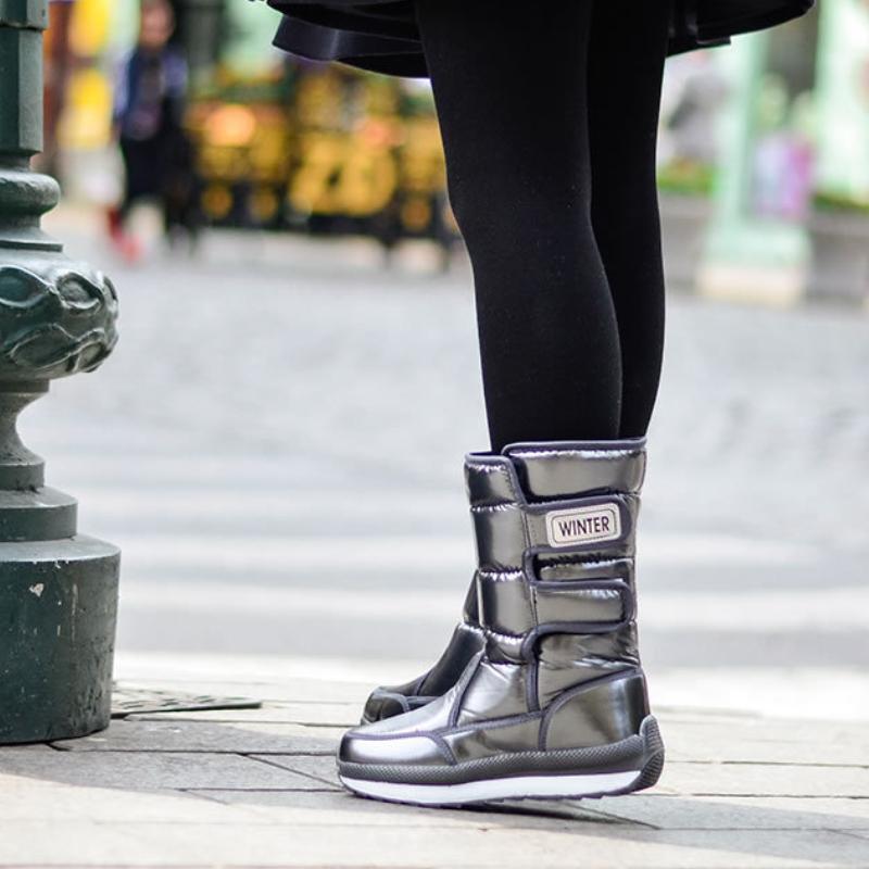 Fashion Snow Boots Woman Winter Shoes Comfortable Fleece Warm Mid Boots Female Waterproof Non-slip Winter Platform Botas Ladies Footwear