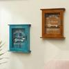Hanging On The Wall Vintage Wooden Key Storage Box Housekeeper Blue Brown Cabinet Key Rack With Hook Rack Family Wall Decoration