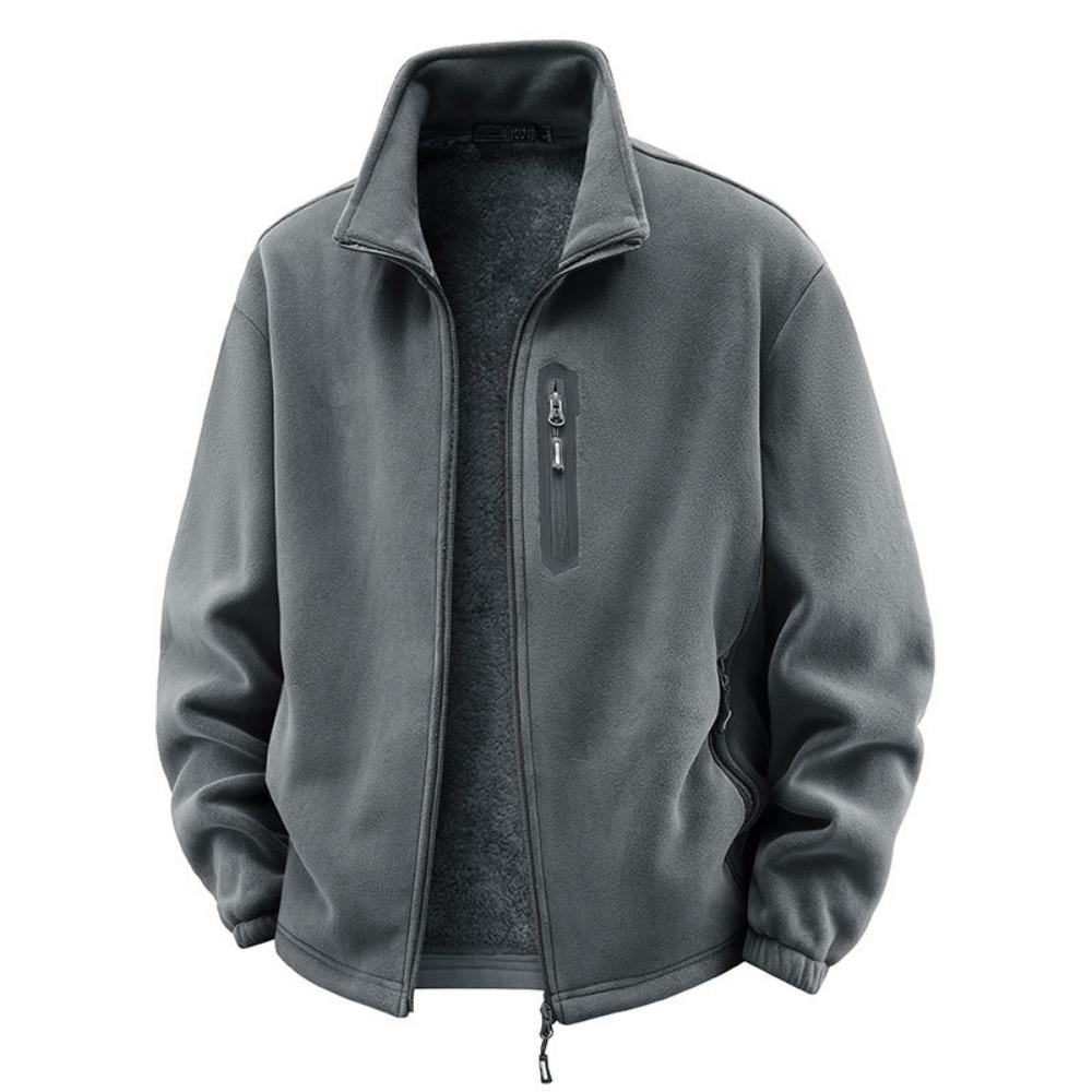 2025 Winter Thicken Polar Fleece Jacket Warm Windproof Full Zip Up Coat Multiple Zipper Pockets Outdoors Plus Size Jackets Outwear