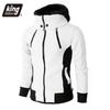 Jaquetas Masculinas com Zíper Outono Inverno Casuais Casacos de Lã Jaqueta Bomber Gola Cachecol Moda Masculina com Capuz Roupa Exterior Ajustada Moletom