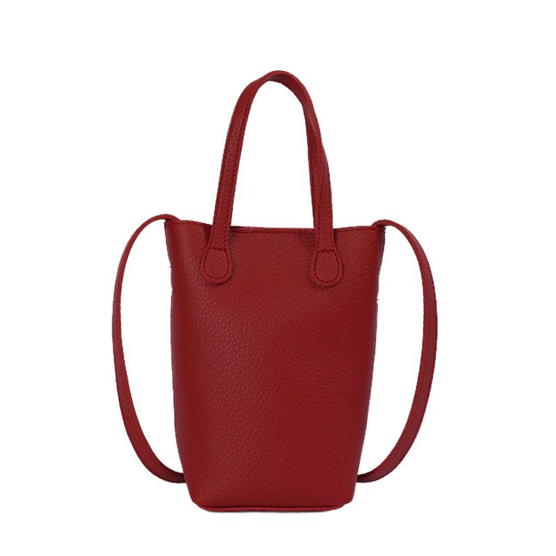 Korean-Style Small Lychee Texture Crossbody Bucket Bag, 2026 New Versatile Lightweight Shoulder Handbag for Women.