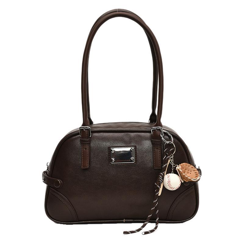 Premium Sense Large Capacity Bowling Handbag Women's 2025 New Fashion Texture Shoulder Bag Hand Bag