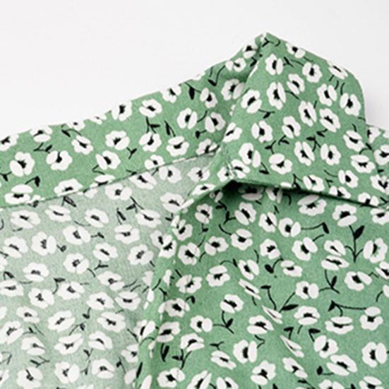 Women Dress Floral Print Breathable Cotton Blend Sexy V-Neck Midi Dress for Beach