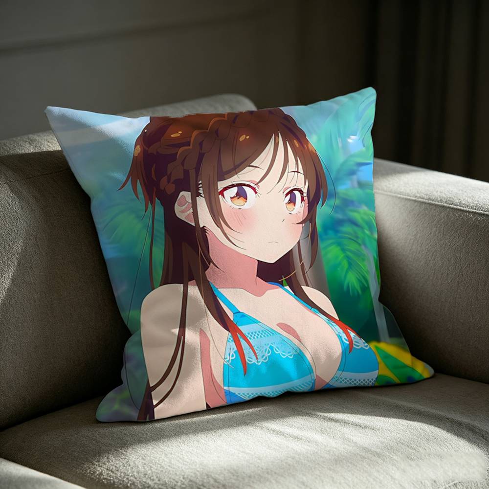C-Chizuru M-Mizuhara Anime Rent-A-G-Girlfriend Square Sofa Pillow Cover Solid Color Living Room Home Decor Cushion Case