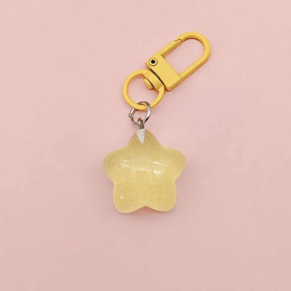 5pcs Resin Chubby Star Keychain noctilucent Backpack Pendant Friendship Stars Keychain  Girls Gifts