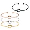 Minimalist 2mm Thin Titanium Steel Love Heart Knot Bangle Chic Knot Cuff Bracelet