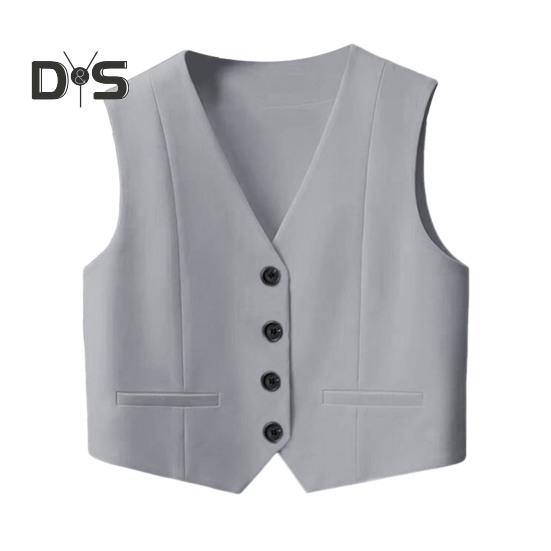 Women's Vest Top Sleeveless Suit Vest Single Breasted V-neck Waistcoat Dressy Casual Vest Jacket for Spring Summer