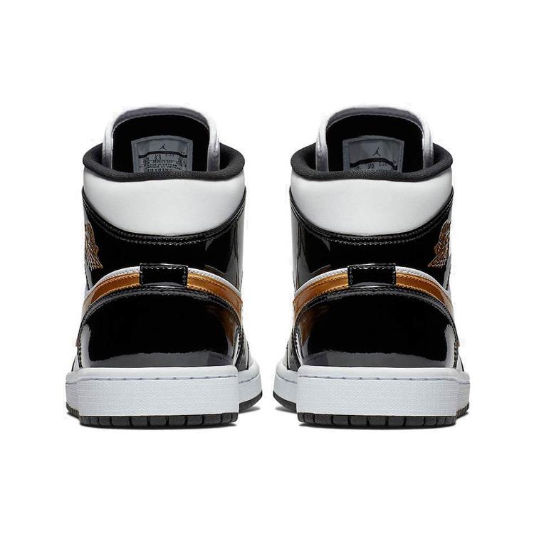 Jordan 1 Mid Patent Black White Gold 2019 852542-007(2019 )