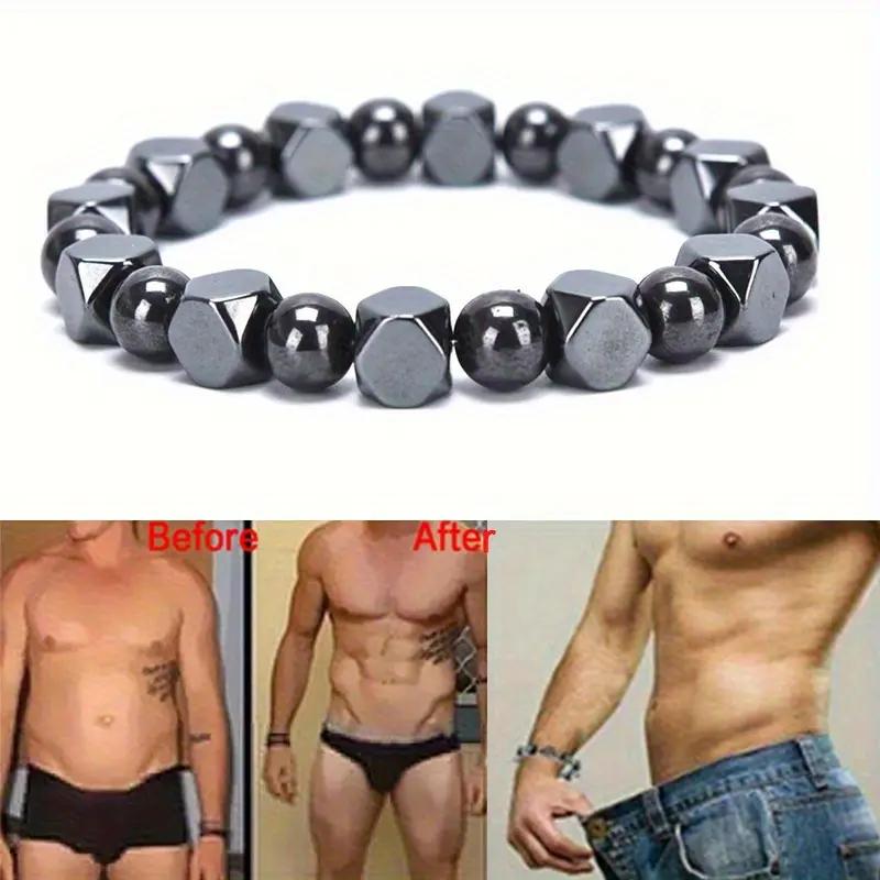 Pulseira Masculina de Contas de Obsidiana Negra, Hematita e Olho de Tigre - Pedra Natural, Proteção Circulatória, Joia Durável, Design Elegante de Contas