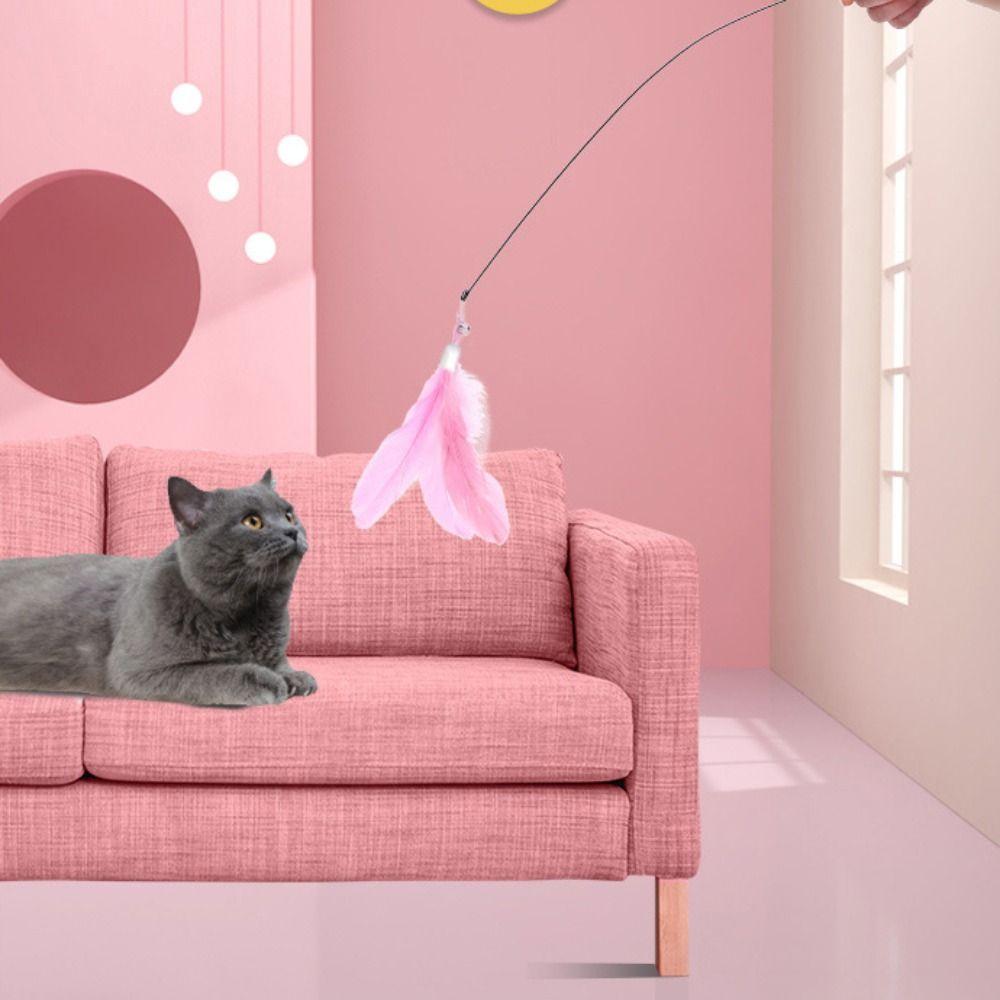 Detachable Feathers Wand 80CM Kitten Toys With Super Suction Cup Cat Teasing Wand Cat Accesorios