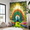 Peacock Landscape Pattern Bathing Curtain  Bathroom Letters Shower Curtain Waterproof With 12 Hooks Fishes Home Deco Free Ship