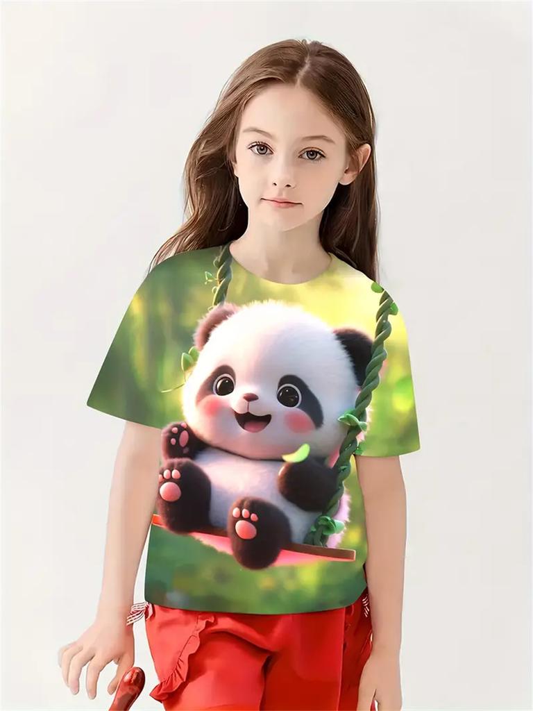 2025 Králík Zvíře 3D Tisk Móda Vtipná Dívčí Trička Léto Krátký Rukáv Topy Tričko Ležérní Trička Dívčí Oblečení