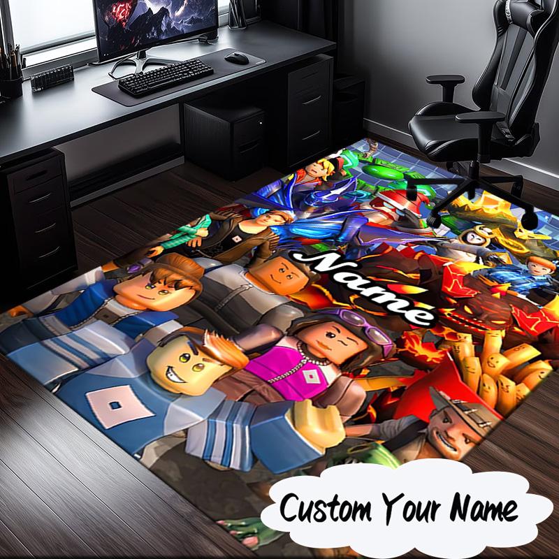 Custom Name Ro-blox Adventure Quests Carpet, Chair Rug,Area Rug for Office Bedroom living rooms bedroom, Doormat decor Christmas fan gifts