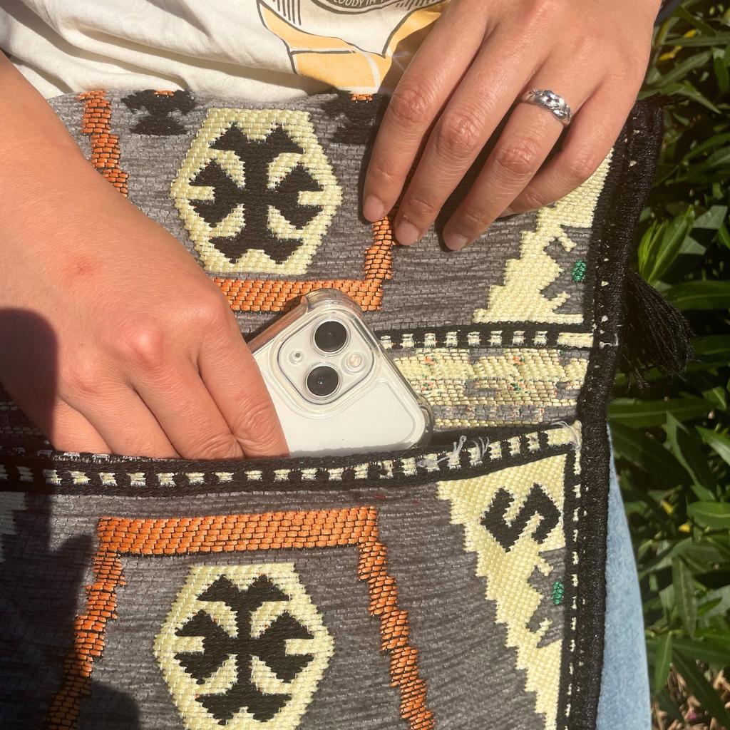 Kilim Messenger Bag, Pale Grey