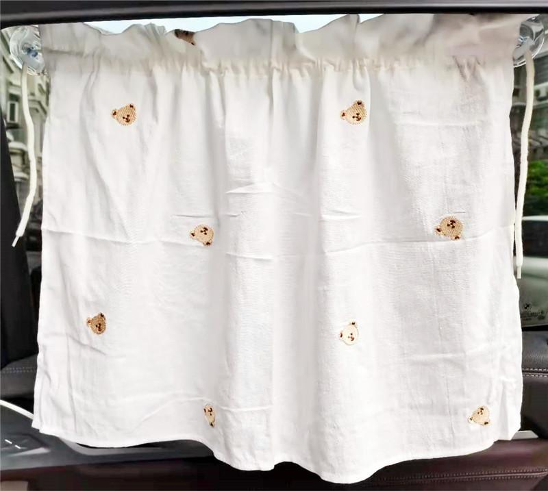 

Cute Baby Car Curtain Cotton Sunscreen Cloth Embroidery Sunshade Children Sun Protection Window Curtain UV Protection for Kids