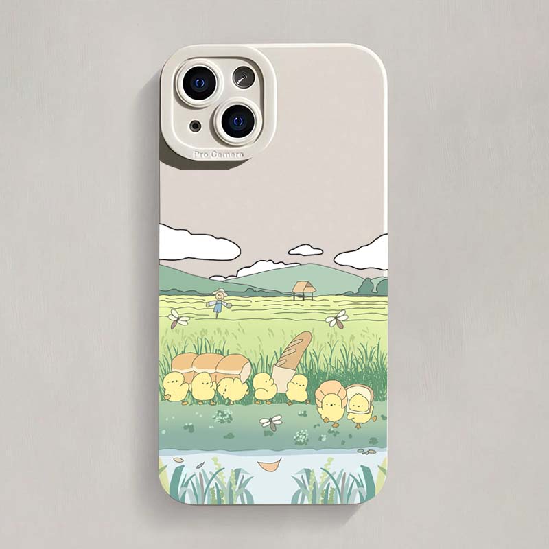 Cute Chicken Flower Pattern Phone Case For iPhone 17 Air 16 E 15 14 13 12 11 Pro Max Plus Mini SE 2020 2022 Soft Silicone Cover