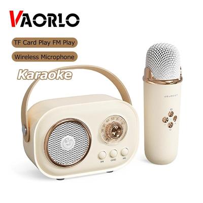 VAORLO Bluetooth Speaker With Wireless Microphone Support Karaoke TF Card FM Play HiFi Subwoofer High Compatible Hands-free Calling
