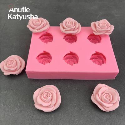 6 rosenförmige Silikonformen, Blumen, DIY, handgebackene Fondant-Kuchenform, Tropfen-Klebeform
