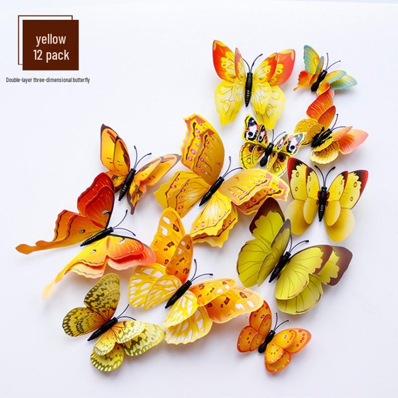 3D Butterflies Wall Decor: Stereoscopic Stickers for Living Room, Bedroom, or Fridge.