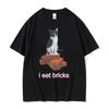 Fashion Clothing Tshirt ONeck Sleeve T Shirts I Eat Bricks Cute Cat Funny Meme Graphic TShirt Summer Aesthetic Clothes