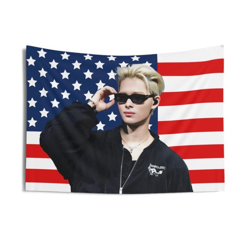 ENHYPEN Niki Amerikanische Flagge Banner Kpop Konzert Banner Pfirsichhaut Stoff Heim Event Dekoration für Kpop Fans