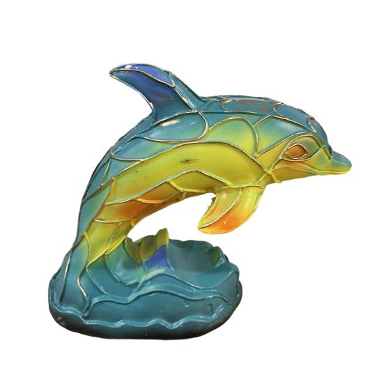 Dyrepynt Nattlys Kattelampe Farget glass Resinstatue Dekorativ Bordlampe Hjem Skrivebordsdekor
