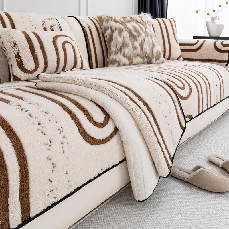 Autumn and Winter New Plush Sofa Cushion Anti Slip Comfortable Skin Friendly Cushion Simple Modern Living Room Sofa Cover Cloth