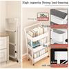 3-Tier Rolling Cart Metal Utility Cart Mobile Storage Trolley On Wheels Shelving Food Storage Kitchen Bathroom Laundry Room