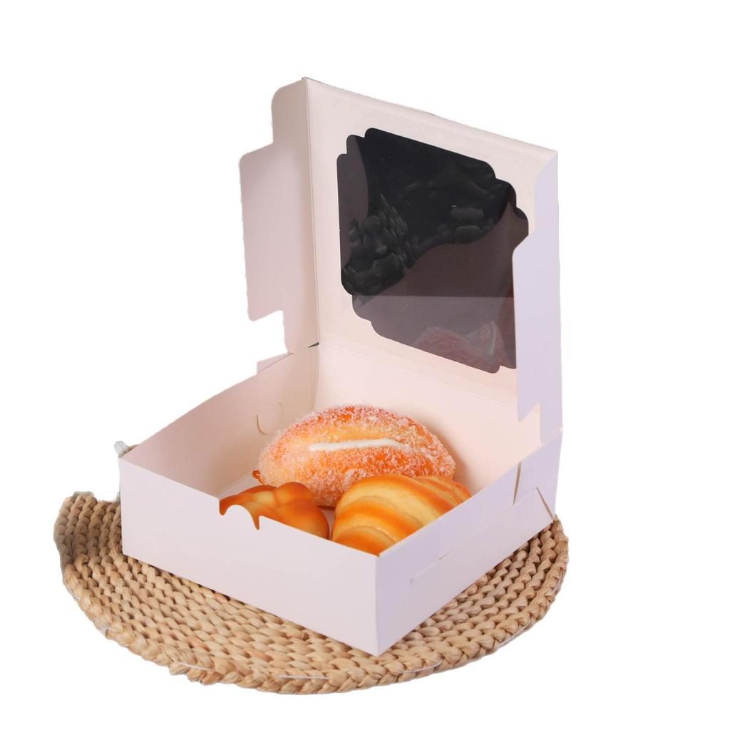 Pastry Box with Window, Kraft Paper Cake Packaging for Egg Yolk Crisps