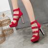 2025 Sexy Roman Sandals Summer New European and American Style Thin Belt Thick Sole Waterproof Table Thick Heel Sandals Foreign Trade