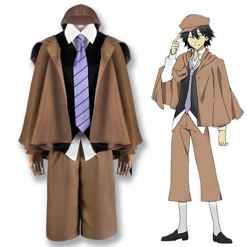 Anime Bungo Stray Dogs Edogawa Rampo Cosplay Kostüme Halloween Perücke Krawatte Hut Unisex Detektiv Uniform Anzug Voll