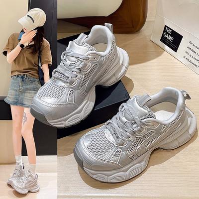 Thick-soled Lightweight and Versatile Dad Shoes 2025 New Women's Spring Popular Soft-soled Casual Sports Shoes for Women
