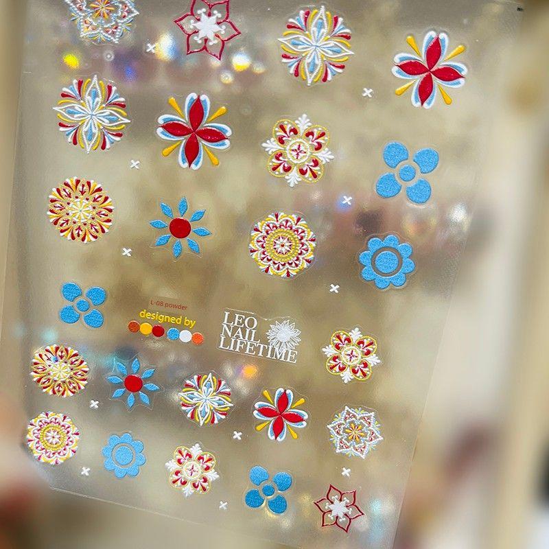 

Bohemian Ice Blue Ethnic Style Nail Sticker L-08# Powder Bohemia