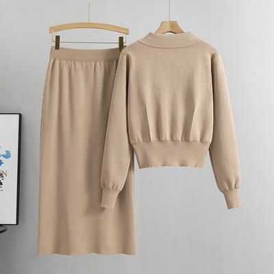 Traje de punto para mujer, suéter, primavera y otoño, traje de falda de viento suave y dulce