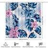 Blue Floral Shower Curtain: Tropical Leaves Flowers Design For Bathroom Decor Water-Resistant Fabric With Hook Rings (180X240Cm)