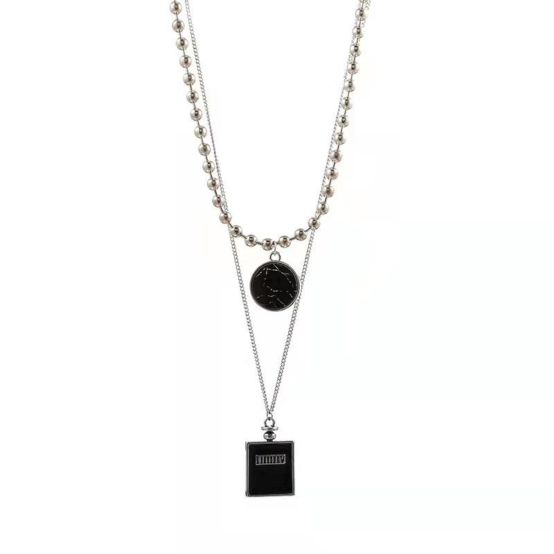 Hip Hop Double Stacked Necklace Women'S Tide Sweater Chain Men'S And Women'S Long Collarbone Chain Perfume Bottle Pendant