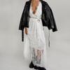 Fashionable V-Neck Lace Camisole Dress With A Stylish Design, Waist-Cinching A-Line Skirt, New Summer Long Dress For Women