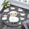 Cute Sheep Round Area Rug,Carpet Rug for Living Room Bedroom Sofa Playroom Decor,Non-slip Floor Mat