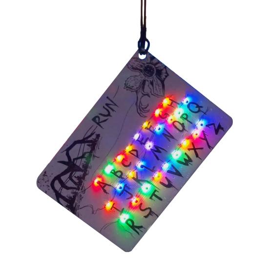 LED Card Down LED Car Ornament Glowing Pendant Light Novelty Upside Warning Keychain for Rearview Decor