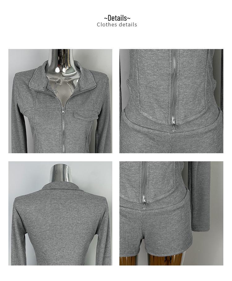 South Korea Slim Fit Pure Desire Long Sleeve Hoodie & Shorts Set for Women