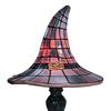 Decorative Desk Lamp Handcrafted Stained Glass Witch Hat Lamp, USB Powered Gothic Wizard Night Light, Retro Resin Accent with Purple Amber Mosaic,