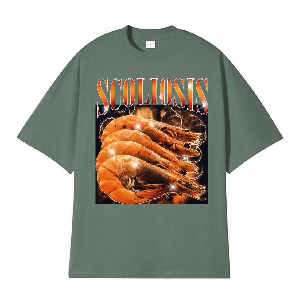 

Funny Shrimp Scoliosis Meme Printed T Shirt Men Women Clothing Vintage Oversized Tshirts Cotton Short Sleeve Tshirt Streetwear 3XL