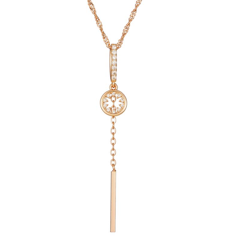

Kinel Hot Fashion Tassel Hollow Pendant Natural Zircon 585 Gold Color Necklace Water Wave Chain Wedding Party Daily Jewelry 50cm