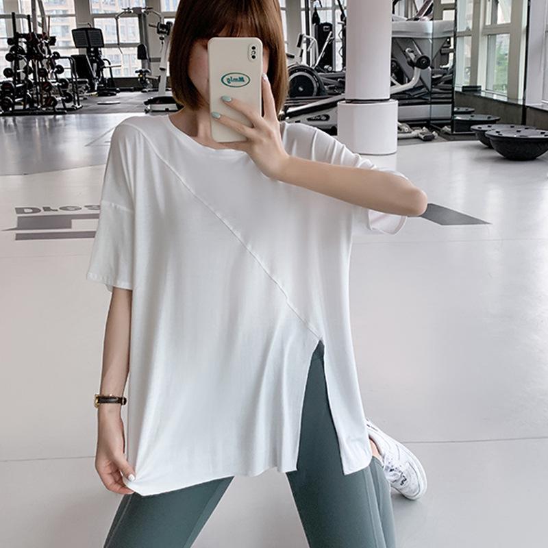 

Женская быстросохнущая футболка для бега и йоги свободного кроя - Легкая, с коротким рукавом, большого размера XXL 145-165